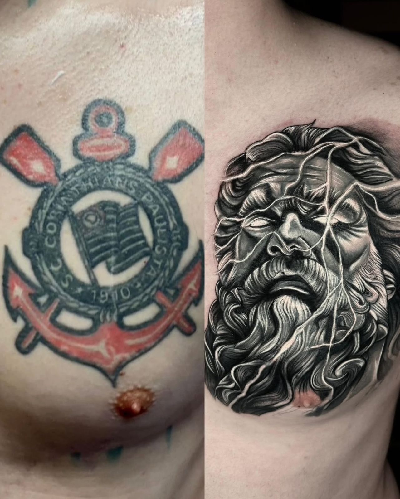 Cobertura Zeus - Cobertura de escudo de time com rosto de Zeus realista